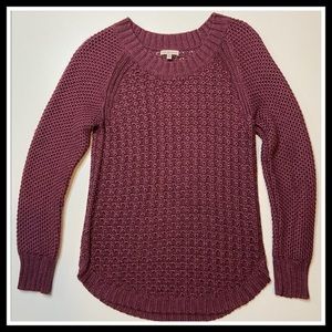 Calvin Klein Sz L Sweater Chunky Knit 100% Cotton/Rayon Burgundy Rose